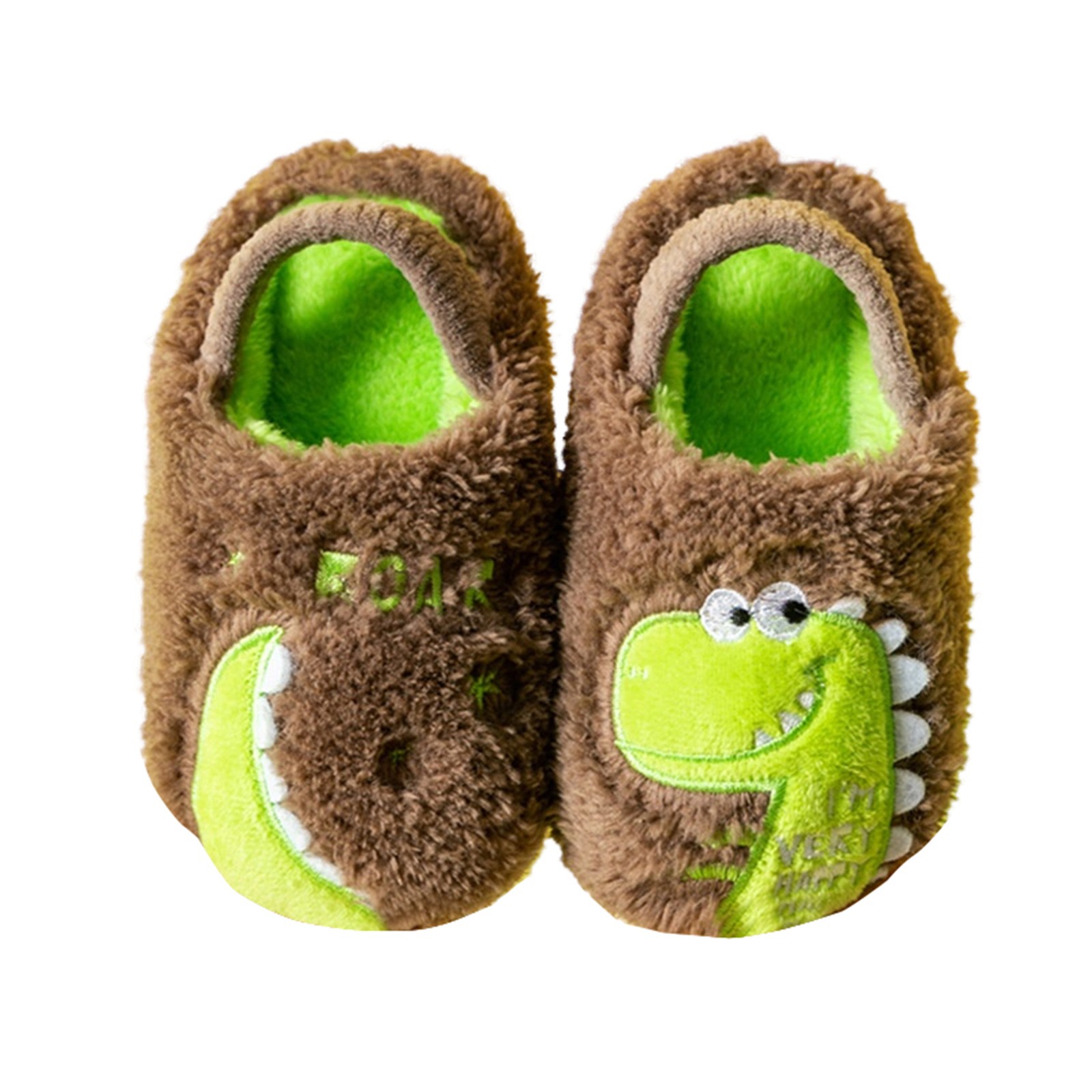 Splozh Toddler Slippers Boys Girls House Shoes Little Kids Home Indoor Bedroom Cute Warm Winter Slipper for 6-12 Months,Brown